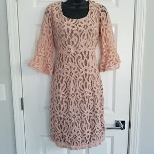 Nude Blush Lace Knee Length Dress